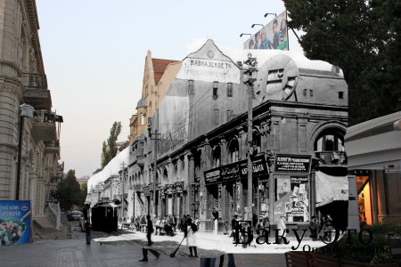 Необычное сочетание - монтаж&#65279; старых и новых фотографий город&#65279;а Баку